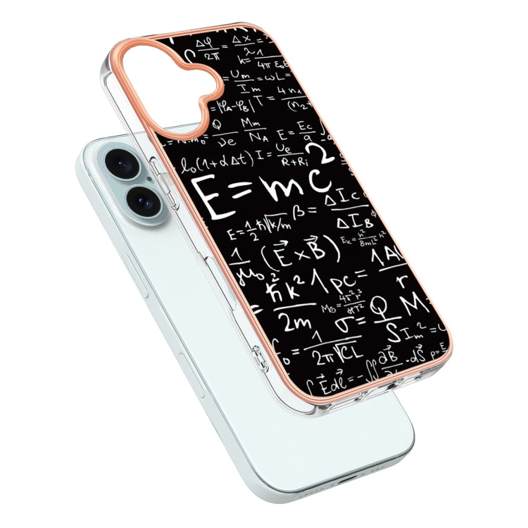 For iPhone 16 Electroplating Marble Dual-side IMD Phone Case(Equation) - iPhone 16 Cases by PMC TechLife | Online Shopping South Africa | PMC TechLife | Buy Now Pay Later Mobicred