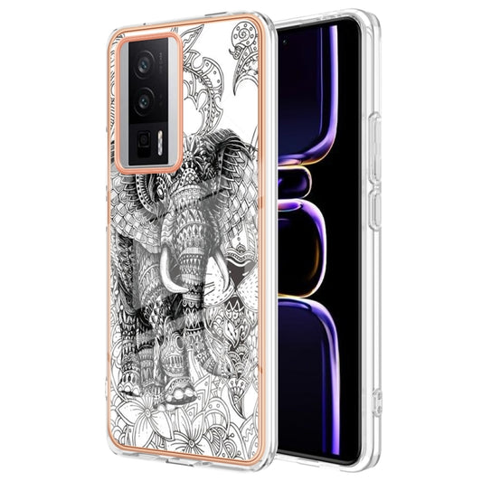 For Xiaomi Poco F5 Pro 5G / Redmi K60 Electroplating Marble Dual-side IMD Phone Case(Totem Elephant) - Xiaomi Cases by PMC Jewellery | Online Shopping South Africa | PMC Jewellery | Buy Now Pay Later Mobicred