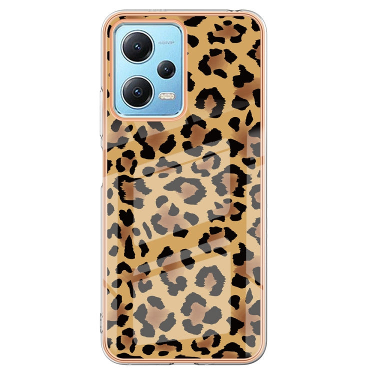 For Xiaomi Redmi Note 12 5G Global Electroplating Marble Dual-side IMD Phone Case(Leopard Print) - Xiaomi Cases by PMC TechLife | Online Shopping South Africa | PMC TechLife | Buy Now Pay Later Mobicred