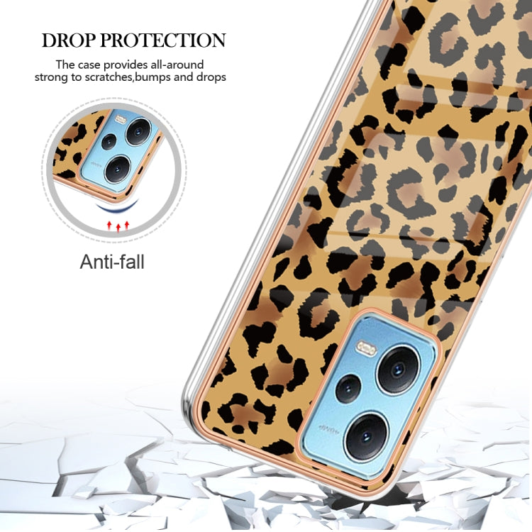 For Xiaomi Redmi Note 12 5G Global Electroplating Marble Dual-side IMD Phone Case(Leopard Print) - Xiaomi Cases by PMC TechLife | Online Shopping South Africa | PMC TechLife | Buy Now Pay Later Mobicred