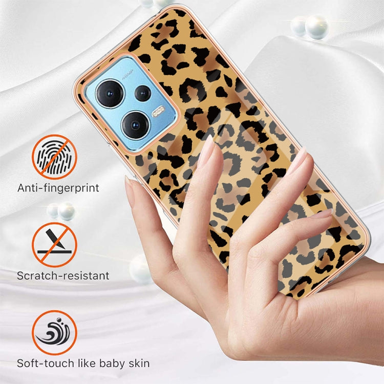 For Xiaomi Redmi Note 12 5G Global Electroplating Marble Dual-side IMD Phone Case(Leopard Print) - Xiaomi Cases by PMC TechLife | Online Shopping South Africa | PMC TechLife | Buy Now Pay Later Mobicred