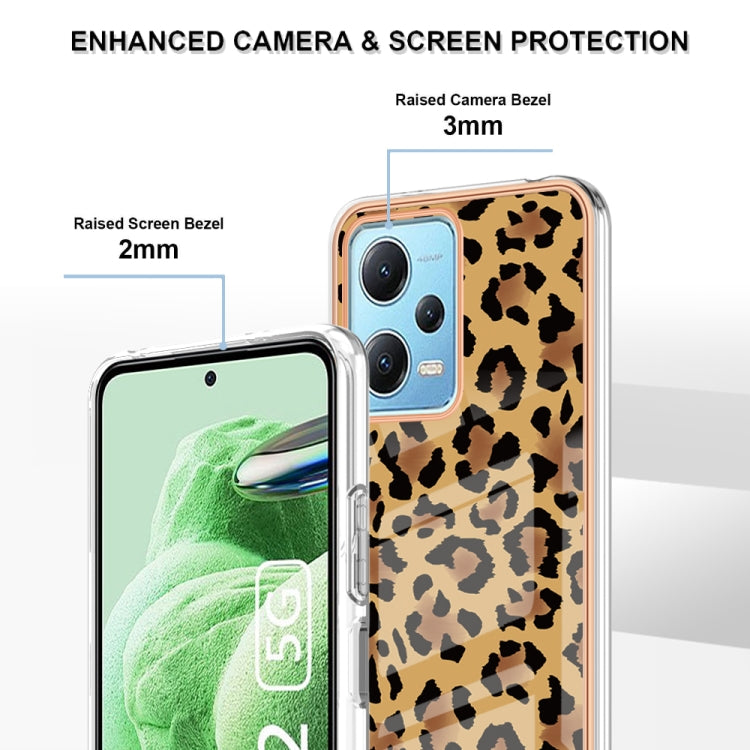 For Xiaomi Redmi Note 12 5G Global Electroplating Marble Dual-side IMD Phone Case(Leopard Print) - Xiaomi Cases by PMC TechLife | Online Shopping South Africa | PMC TechLife | Buy Now Pay Later Mobicred