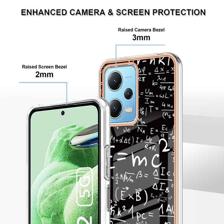 For Xiaomi Redmi Note 12 5G Global Electroplating Marble Dual-side IMD Phone Case(Equation) - Xiaomi Cases by PMC TechLife | Online Shopping South Africa | PMC TechLife | Buy Now Pay Later Mobicred