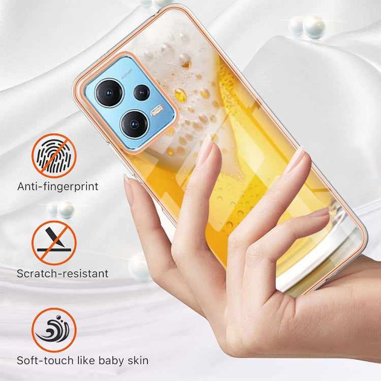 For Xiaomi Redmi Note 12 5G Global Electroplating Marble Dual-side IMD Phone Case(Draft Beer) - Xiaomi Cases by PMC TechLife | Online Shopping South Africa | PMC TechLife | Buy Now Pay Later Mobicred