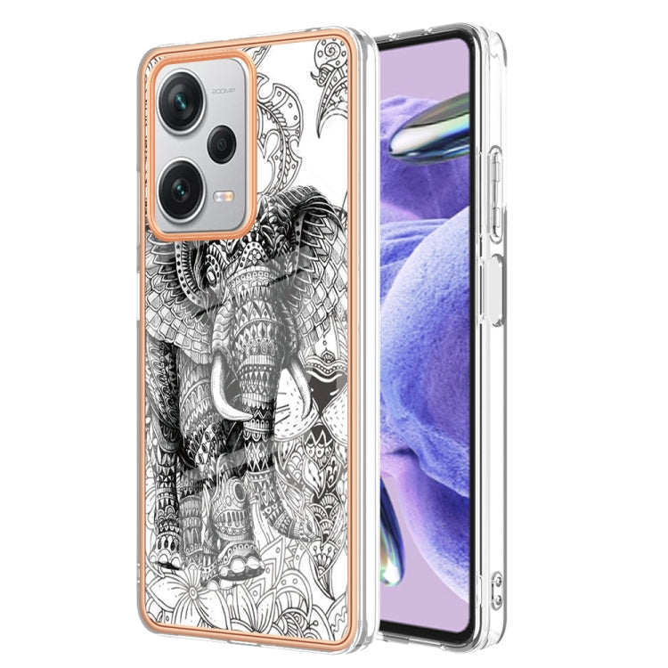 For Xiaomi Redmi Note 12 Pro+ Global Electroplating Marble Dual-side IMD Phone Case(Totem Elephant) - Xiaomi Cases by PMC Jewellery | Online Shopping South Africa | PMC Jewellery | Buy Now Pay Later Mobicred