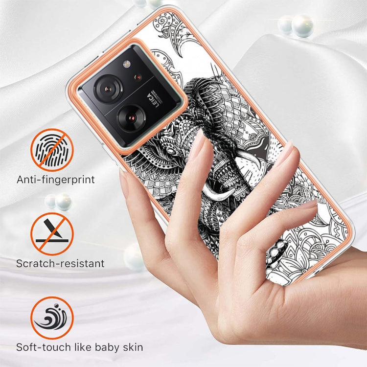 For Xiaomi 13T/13T Pro Electroplating Marble Dual-side IMD Phone Case(Totem Elephant) - Xiaomi Cases by PMC Jewellery | Online Shopping South Africa | PMC Jewellery | Buy Now Pay Later Mobicred