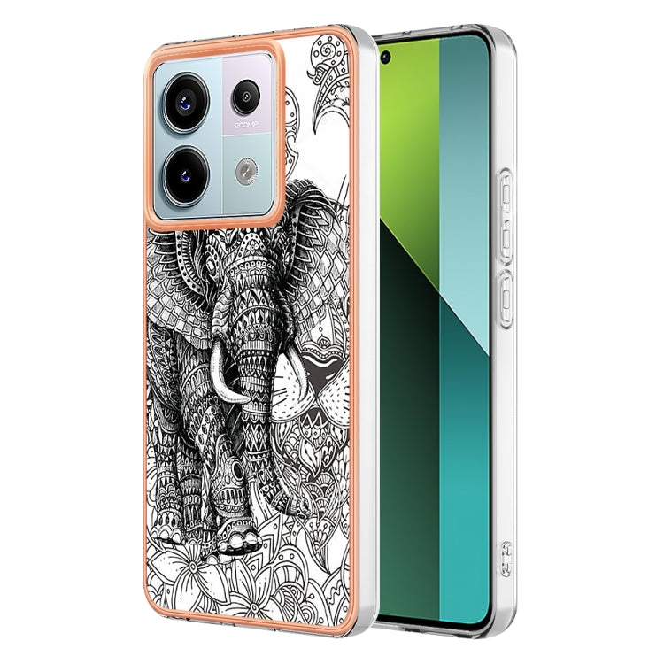 For Xiaomi Redmi Note 13 Pro 5G Global Electroplating Marble Dual-side IMD Phone Case(Totem Elephant) - Note 13 Pro Cases by PMC Jewellery | Online Shopping South Africa | PMC Jewellery | Buy Now Pay Later Mobicred