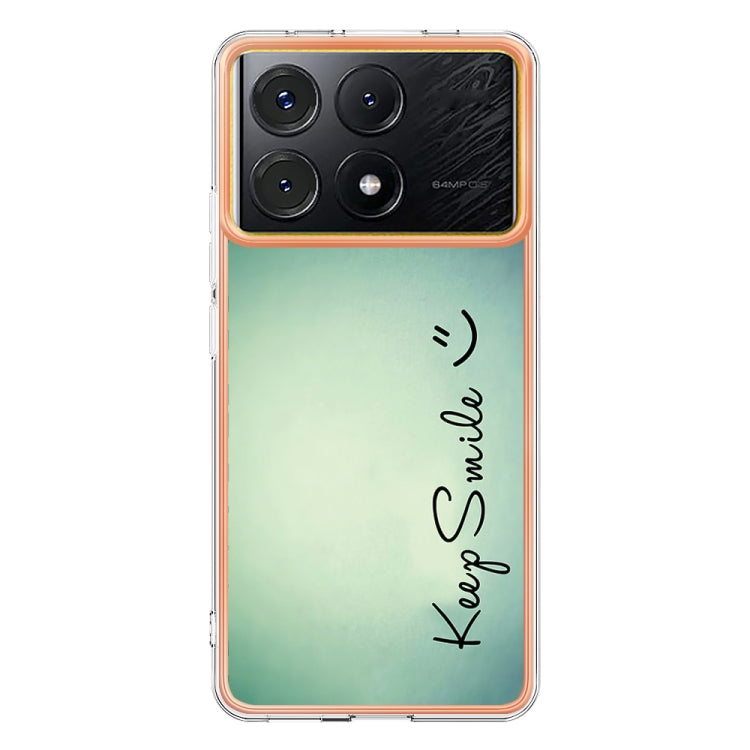 For Xiaomi Poco X6 Pro / Redmi K70E Electroplating Marble Dual-side IMD Phone Case(Smile) - K70E Cases by PMC Jewellery | Online Shopping South Africa | PMC Jewellery | Buy Now Pay Later Mobicred