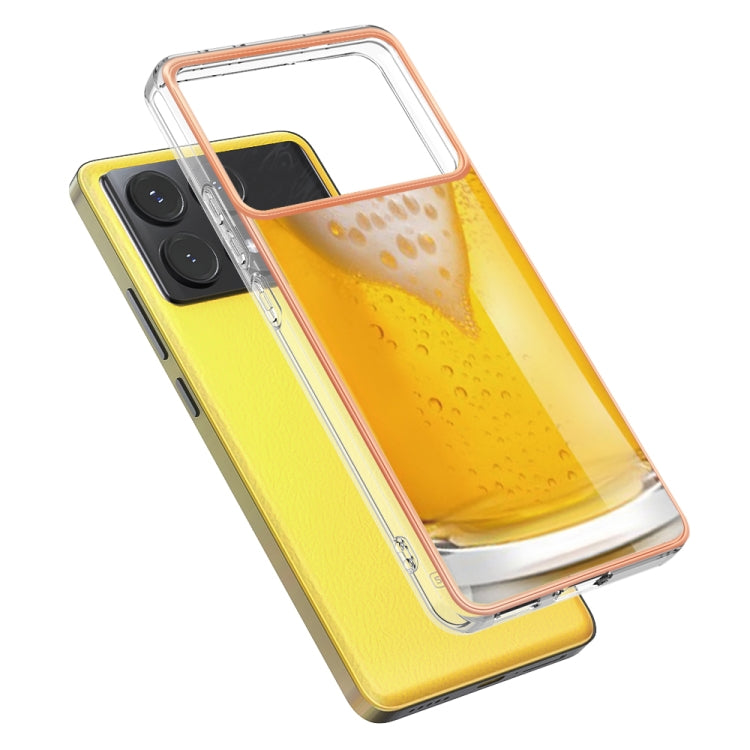 For Xiaomi Poco X6 Pro / Redmi K70E Electroplating Marble Dual-side IMD Phone Case(Draft Beer) - K70E Cases by PMC Jewellery | Online Shopping South Africa | PMC Jewellery | Buy Now Pay Later Mobicred