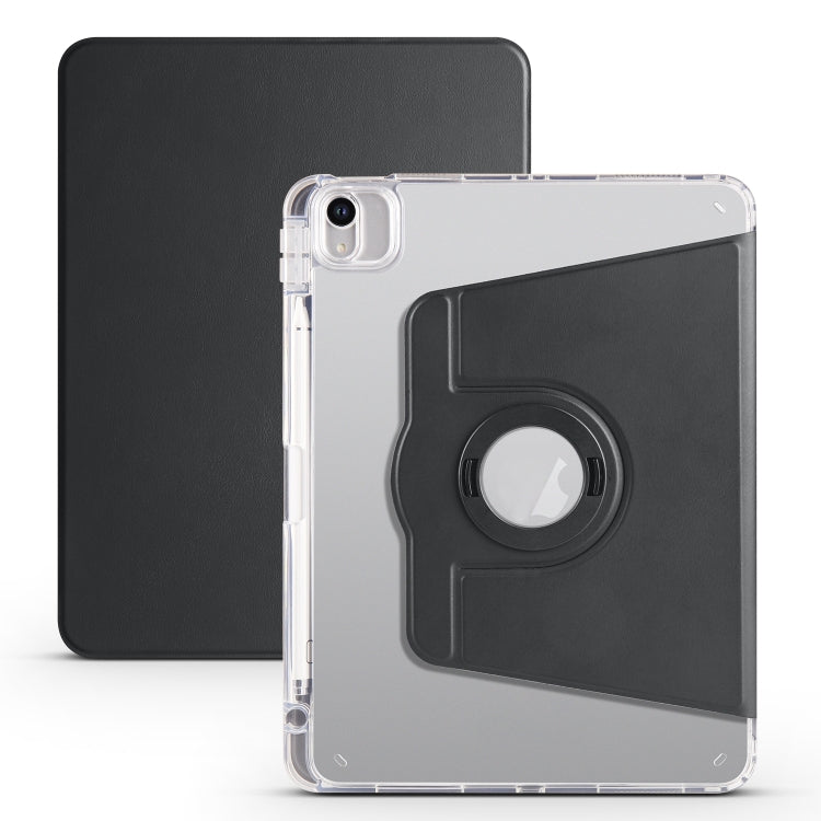 For iPad Air 11 2024 Clear Acrylic 360 Rotation Detachable Leather Tablet Case(Black) - iPad Air 11 2024 Cases by PMC Jewellery | Online Shopping South Africa | PMC Jewellery | Buy Now Pay Later Mobicred