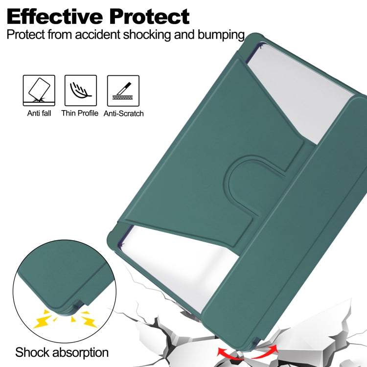 For Samsung Galaxy Tab S9 360 Rotation Transparent Smart Leather Case(Dark Green) - Galaxy Tab S9 Cases by PMC Jewellery | Online Shopping South Africa | PMC Jewellery | Buy Now Pay Later Mobicred