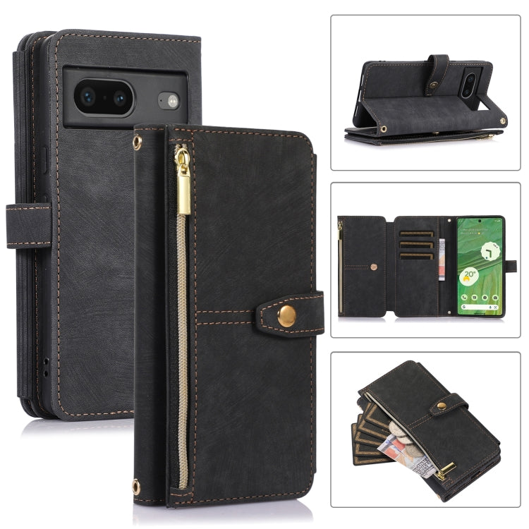 For Google Pixel 7 Dream 9-Card Wallet Zipper Bag Leather Phone Case(Black) - Google Cases by PMC Jewellery | Online Shopping South Africa | PMC Jewellery | Buy Now Pay Later Mobicred