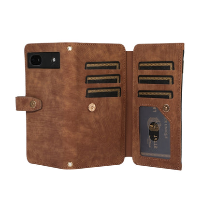 For Google Pixel 6a Dream 9-Card Wallet Zipper Bag Leather Phone Case(Brown) - Google Cases by PMC Jewellery | Online Shopping South Africa | PMC Jewellery | Buy Now Pay Later Mobicred