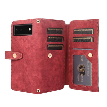 For Google Pixel 6 Dream 9-Card Wallet Zipper Bag Leather Phone Case(Red) - Google Cases by PMC Jewellery | Online Shopping South Africa | PMC Jewellery | Buy Now Pay Later Mobicred