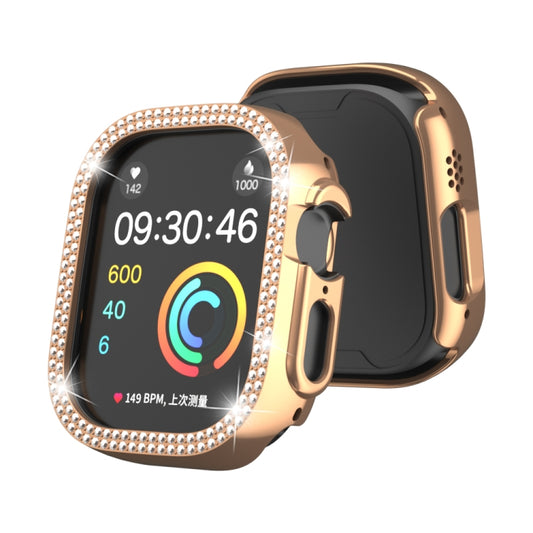 For Apple Watch Ultra 2 / Ultra 49mm Double Row Diamond Hollow PC Watch Case(Rose Gold) - Watch Cases by PMC Jewellery | Online Shopping South Africa | PMC Jewellery | Buy Now Pay Later Mobicred