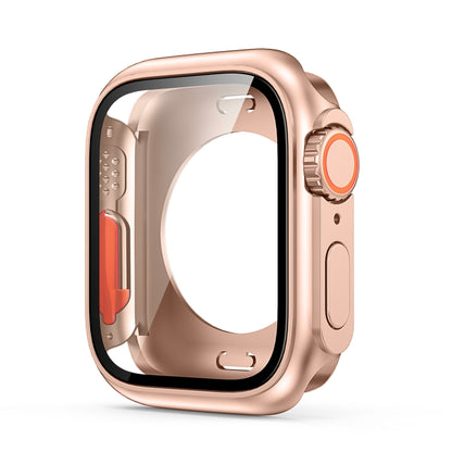 For Apple Watch Series 9 / 8 / 7 45mm Change to Ultra 49mm All-Inclusive Film Hybrid PC Watch Case(Rose Gold) - Watch Cases by PMC Jewellery | Online Shopping South Africa | PMC Jewellery