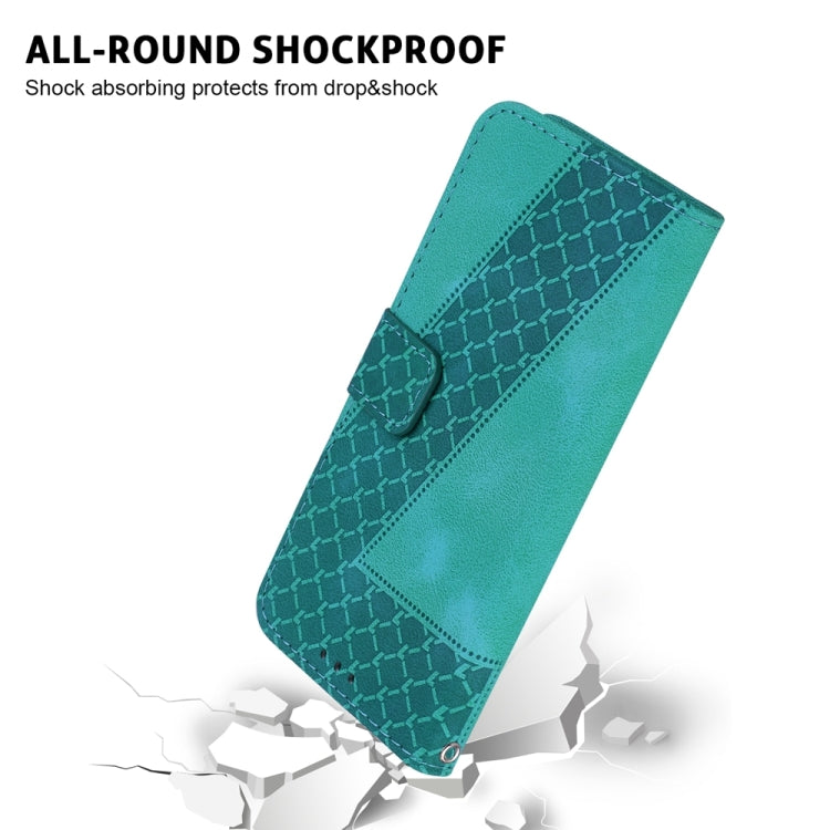 For Motorola Edge 2024 Seven-shaped Embossed Leather Phone Case(Green) - Motorola Cases by PMC Jewellery | Online Shopping South Africa | PMC Jewellery | Buy Now Pay Later Mobicred