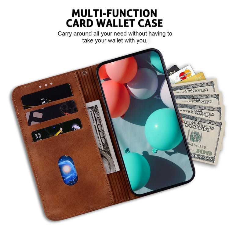 For Motorola Edge 2024 Seven-shaped Embossed Leather Phone Case(Brown) - Motorola Cases by PMC Jewellery | Online Shopping South Africa | PMC Jewellery | Buy Now Pay Later Mobicred
