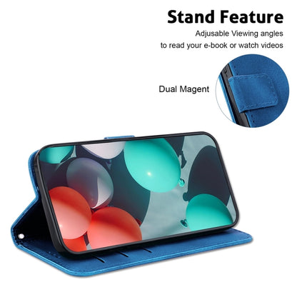 For Motorola Edge 2024 Seven-shaped Embossed Leather Phone Case(Blue) - Motorola Cases by PMC Jewellery | Online Shopping South Africa | PMC Jewellery | Buy Now Pay Later Mobicred