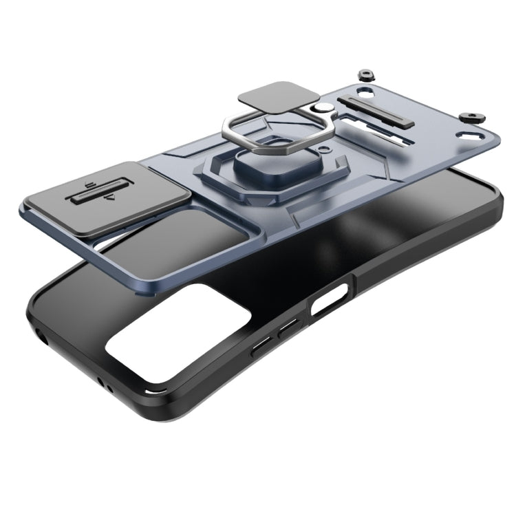 For Xiaomi Redmi Note 12 Pro 5G Global Sliding Camshield TPU + PC Shockproof Phone Case with Holder(Grey) - Xiaomi Cases by PMC TechLife | Online Shopping South Africa | PMC TechLife | Buy Now Pay Later Mobicred