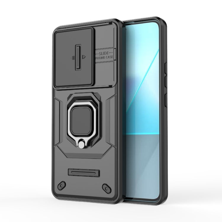 For Xiaomi Redmi Note 13 Pro 5G Sliding Camshield TPU + PC Shockproof Phone Case with Holder(Black) - Xiaomi Cases by PMC TechLife | Online Shopping South Africa | PMC TechLife | Buy Now Pay Later Mobicred