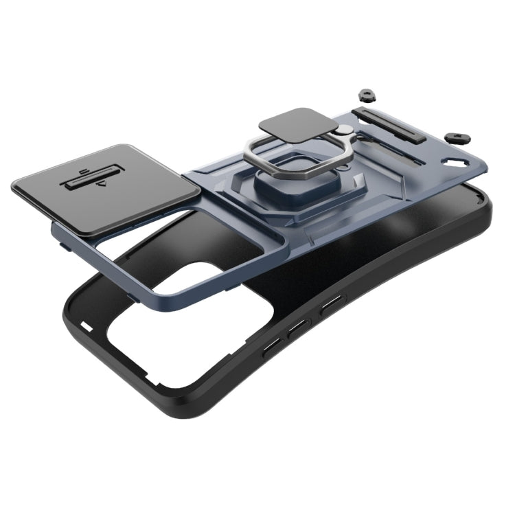 For Xiaomi 14 Sliding Camshield TPU + PC Shockproof Phone Case with Holder(Blue) - 14 Cases by PMC TechLife | Online Shopping South Africa | PMC TechLife