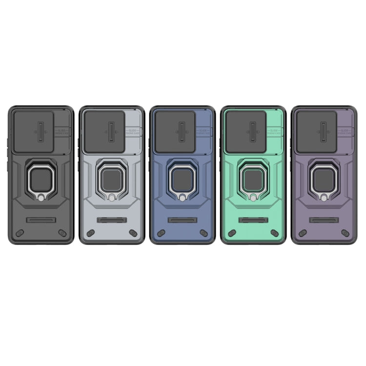 For Xiaomi Redmi K70 5G Sliding Camshield TPU + PC Shockproof Phone Case with Holder(Grey) - K70 Cases by PMC TechLife | Online Shopping South Africa | PMC TechLife