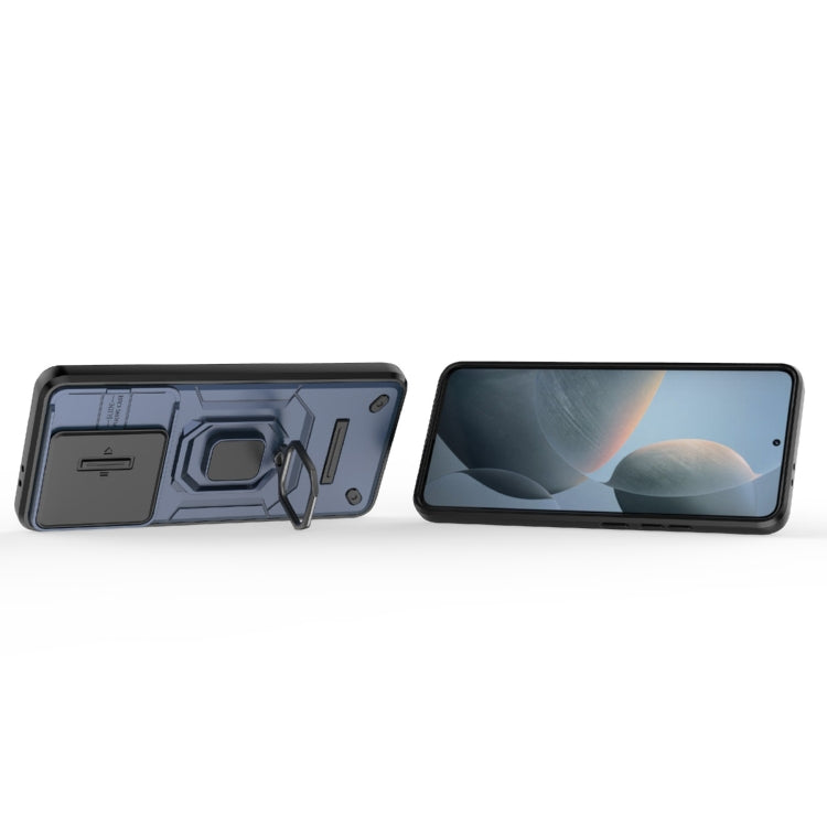 For Xiaomi Redmi K70 5G Sliding Camshield TPU + PC Shockproof Phone Case with Holder(Blue) - K70 Cases by PMC TechLife | Online Shopping South Africa | PMC TechLife | Buy Now Pay Later Mobicred