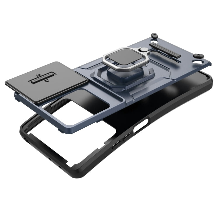 For Xiaomi Redmi Note 13R Pro 5G Sliding Camshield TPU + PC Shockproof Phone Case with Holder(Grey) - Xiaomi Cases by PMC TechLife | Online Shopping South Africa | PMC TechLife | Buy Now Pay Later Mobicred