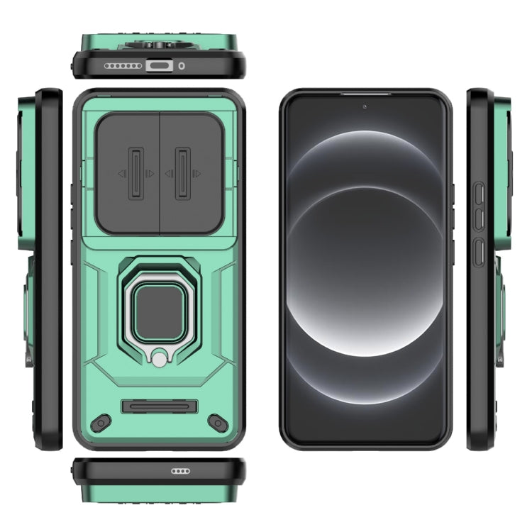For Xiaomi 14 Ultra Sliding Camshield TPU + PC Shockproof Phone Case with Holder(Green) - free shipping - PMC TechLife - Order now!