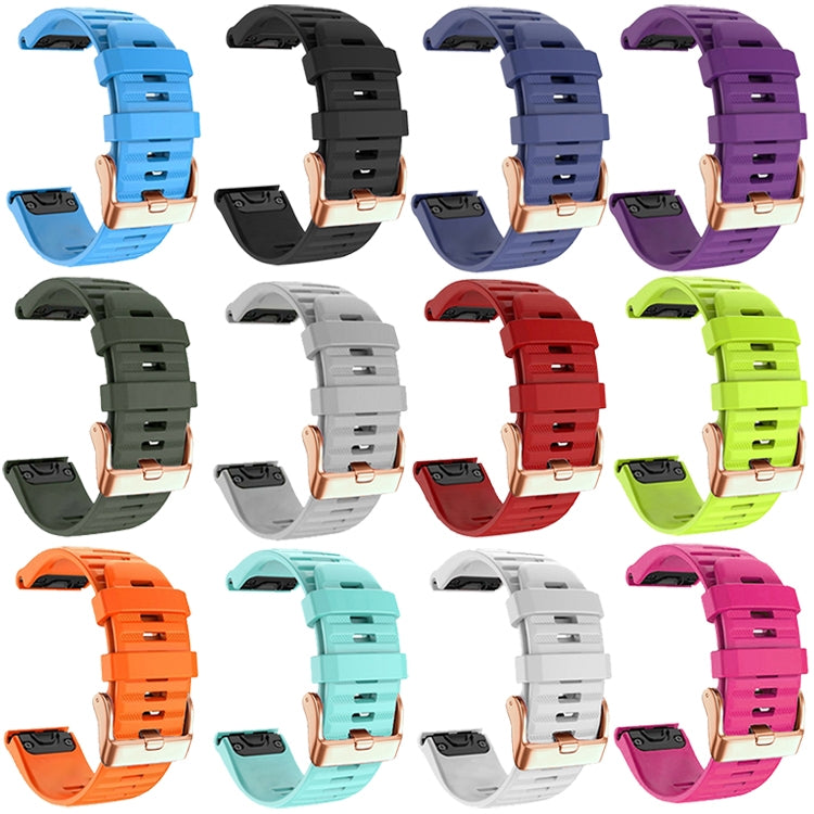 For Garmin Fenix 7S / 6S Pro / 5S Plus 20mm Rose Gold Buckle Quick Release Silicone Watch Band(Grey) - Watch Bands by PMC Jewellery | Online Shopping South Africa | PMC Jewellery