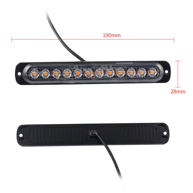 DC12V-24V / 36W Car Truck Emergency Strobe Flash Warning Light 12LEDs Long Ultra-thin Side Lights(Red + White + Red) - Warning Lights by PMC TechLife | Online Shopping South Africa | PMC TechLife | Buy Now Pay Later Mobicred