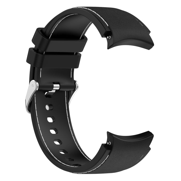 For Samsung Galaxy Watch 6 / 6 Classic Leather Silicone Watch Band(Black+White) - Watch Bands by PMC Jewellery | Online Shopping South Africa | PMC Jewellery