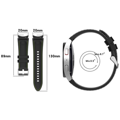 For Samsung Galaxy Watch 6 / 6 Classic Leather Silicone Watch Band(Black+White) - Watch Bands by PMC Jewellery | Online Shopping South Africa | PMC Jewellery