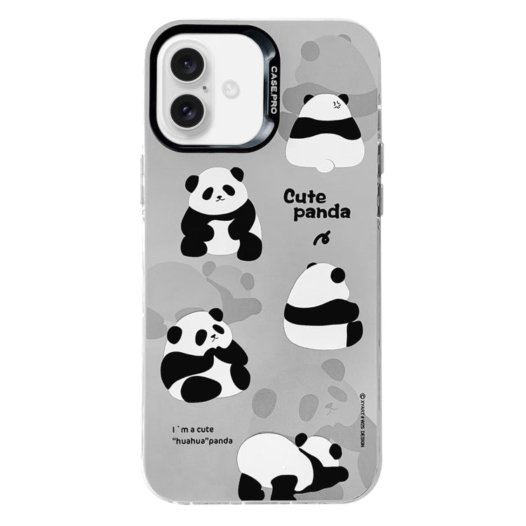 For iPhone 16 Electroplated Silver Series PC Protective Phone Case(Grey Panda) - iPhone 16 Cases by PMC Jewellery | Online Shopping South Africa | PMC Jewellery | Buy Now Pay Later Mobicred