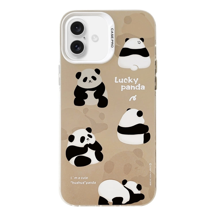 For iPhone 16 Electroplated Silver Series PC Protective Phone Case(Brown Panda) - iPhone 16 Cases by PMC Jewellery | Online Shopping South Africa | PMC Jewellery | Buy Now Pay Later Mobicred