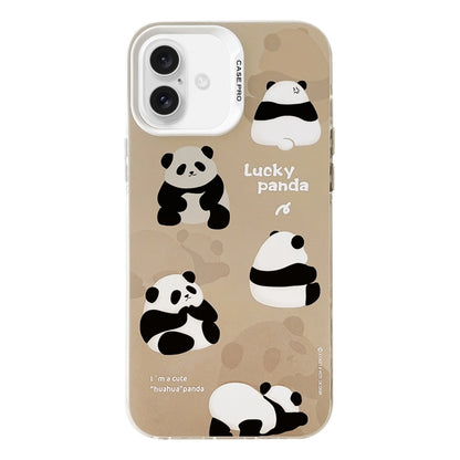 For iPhone 16 Electroplated Silver Series PC Protective Phone Case(Brown Panda) - iPhone 16 Cases by PMC Jewellery | Online Shopping South Africa | PMC Jewellery | Buy Now Pay Later Mobicred