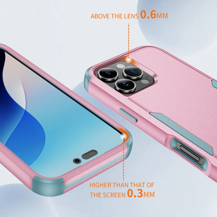 For iPhone 16 Pro Commuter Shockproof TPU + PC Phone Case(Pink+Grey Green) - free shipping - PMC TechLife - Order now!