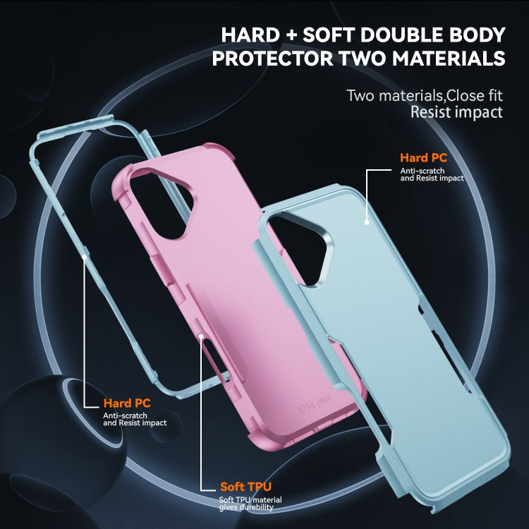 For iPhone 16 Plus Commuter Shockproof TPU + PC Phone Case(Grey Green+Pink) - iPhone 16 Plus Cases by PMC TechLife | Online Shopping South Africa | PMC TechLife | Buy Now Pay Later Mobicred