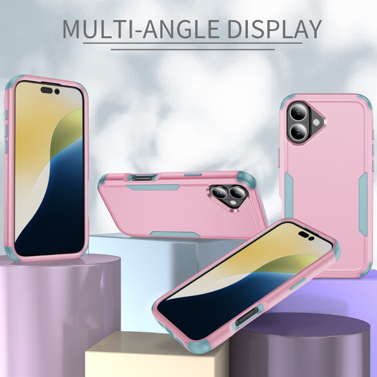 For iPhone 16 Commuter Shockproof TPU + PC Phone Case(Pink+Grey Green) - iPhone 16 Cases by PMC TechLife | Online Shopping South Africa | PMC TechLife | Buy Now Pay Later Mobicred