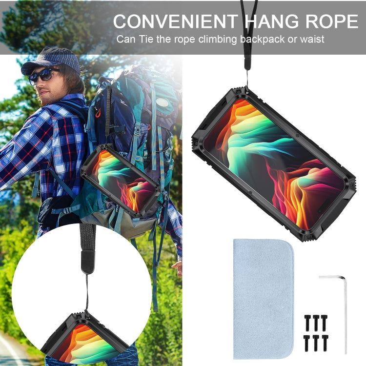 For iPhone 15 Pro R-JUST Shockproof Life Waterproof Dust-proof Metal + Silicone Phone Case with Holder(Black) - iPhone 15 Pro Cases by R-JUST | Online Shopping South Africa | PMC TechLife | Buy Now Pay Later Mobicred