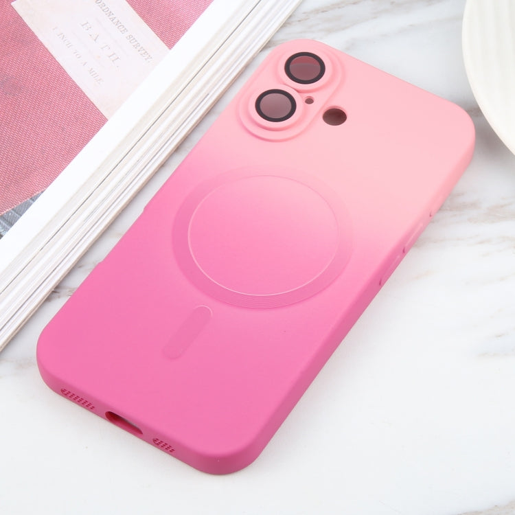 For iPhone 16 Liquid TPU Silicone Gradient MagSafe Phone Case(Pink Red) - iPhone 16 Cases by PMC TechLife | Online Shopping South Africa | PMC TechLife | Buy Now Pay Later Mobicred