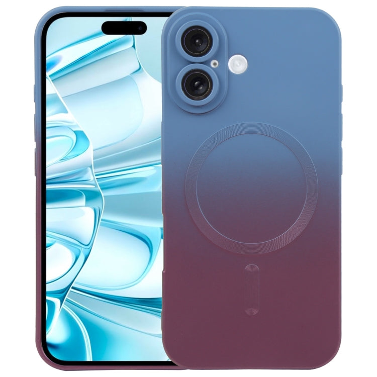 For iPhone 16 Liquid TPU Silicone Gradient MagSafe Phone Case(Blue Purple) - iPhone 16 Cases by PMC TechLife | Online Shopping South Africa | PMC TechLife | Buy Now Pay Later Mobicred
