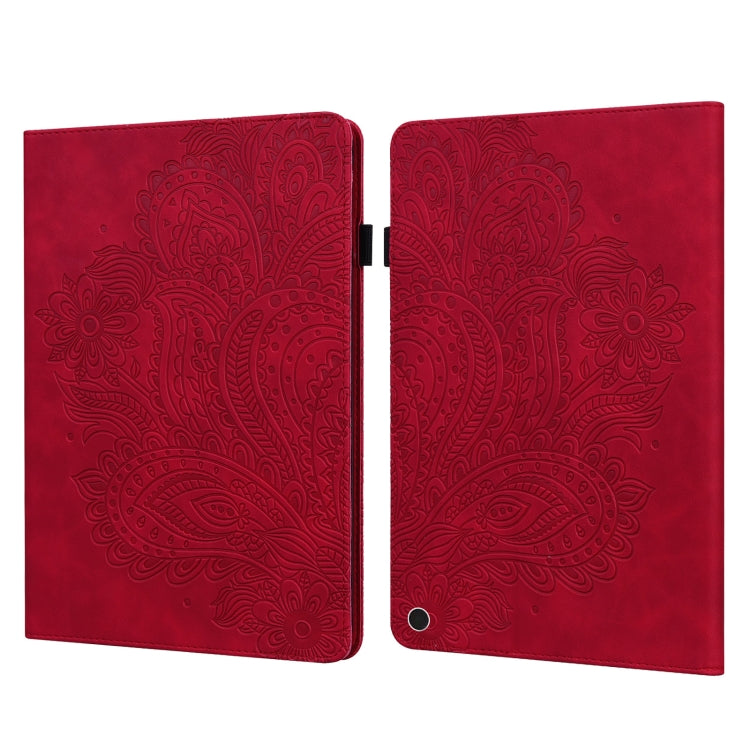 For Google Pixel Tablet Peacock Embossed Pattern Leather Tablet Case(Red) - Google by PMC TechLife | Online Shopping South Africa | PMC TechLife | Buy Now Pay Later Mobicred