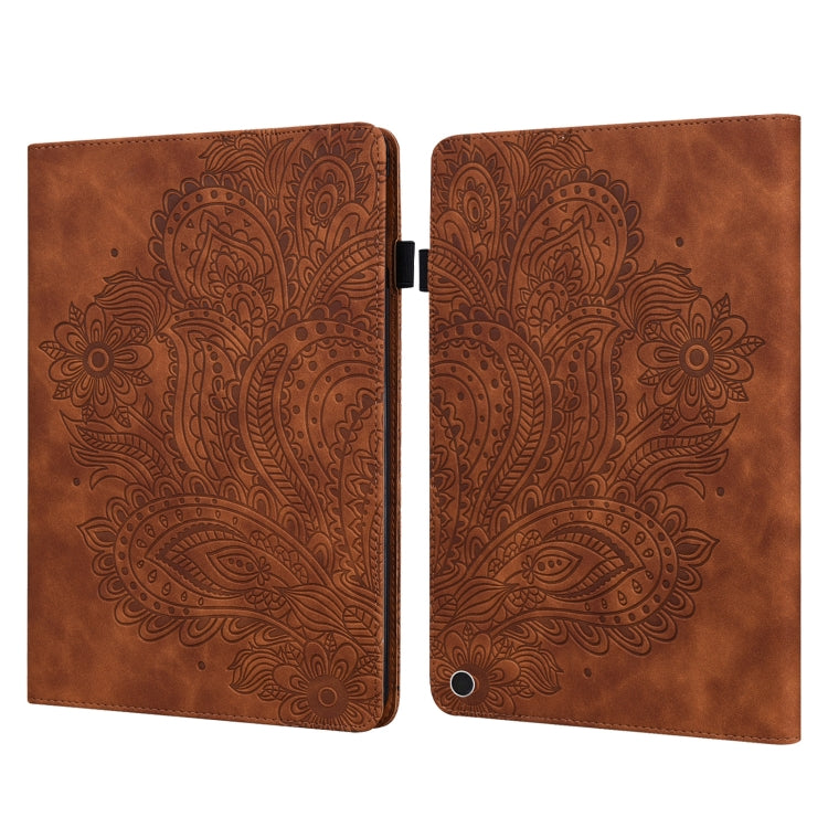 For Google Pixel Tablet Peacock Embossed Pattern Leather Tablet Case(Brown) - Google by PMC TechLife | Online Shopping South Africa | PMC TechLife | Buy Now Pay Later Mobicred