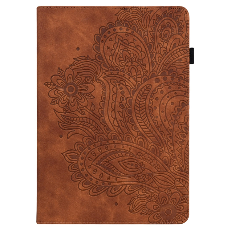 For Google Pixel Tablet Peacock Embossed Pattern Leather Tablet Case(Brown) - Google by PMC TechLife | Online Shopping South Africa | PMC TechLife | Buy Now Pay Later Mobicred