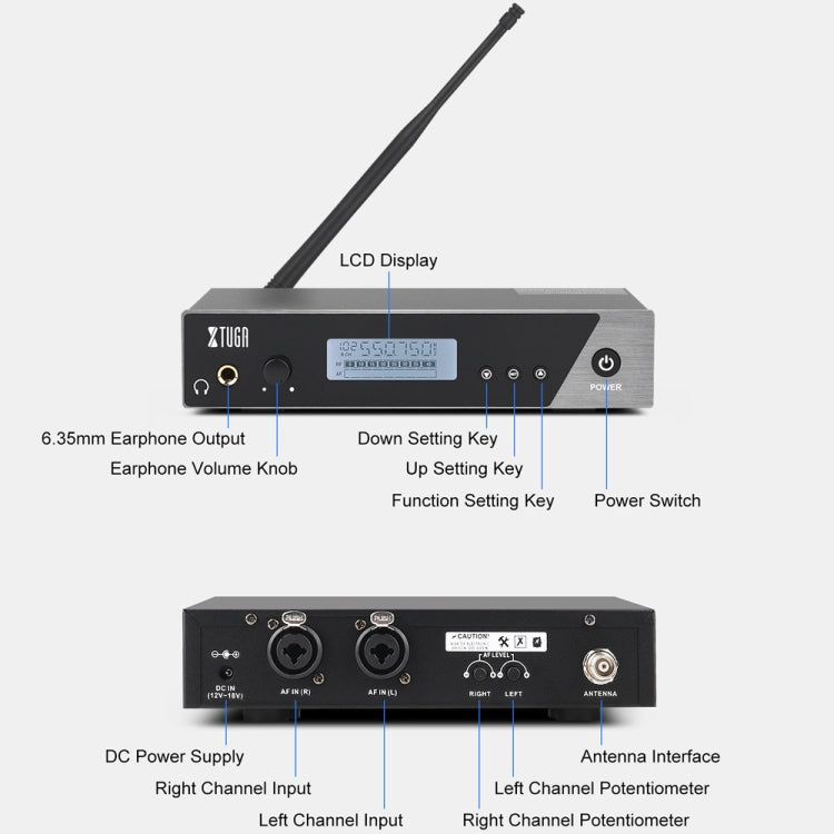 XTUGA  IEM1100 Professional Wireless In Ear Monitor System 4 BodyPacks(US Plug) - Microphone by XTUGA | Online Shopping South Africa | PMC Jewellery | Buy Now Pay Later Mobicred