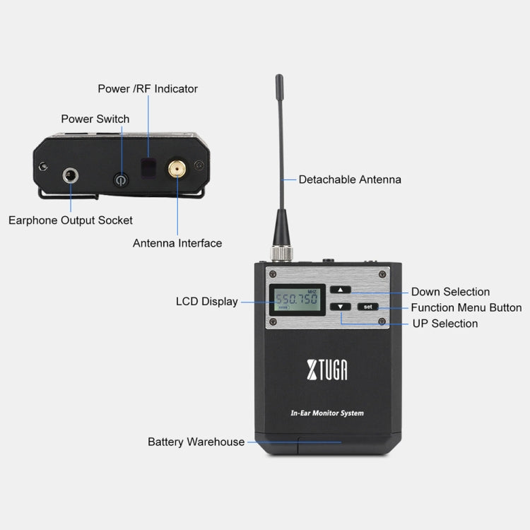 XTUGA  IEM1100 Professional Wireless In Ear Monitor System 4 BodyPacks(EU Plug) - Microphone by XTUGA | Online Shopping South Africa | PMC Jewellery | Buy Now Pay Later Mobicred