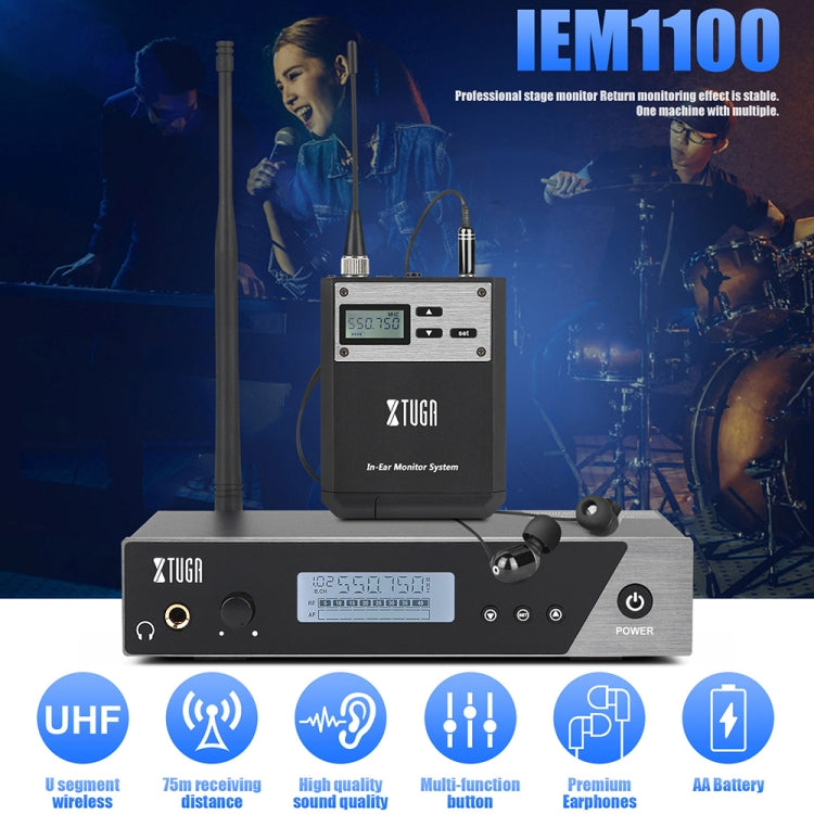 XTUGA  IEM1100 Professional Wireless In Ear Monitor System 4 BodyPacks(US Plug) - Microphone by XTUGA | Online Shopping South Africa | PMC Jewellery | Buy Now Pay Later Mobicred