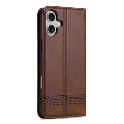 For iPhone 16 AZNS Magnetic Calf Texture Flip Leather Phone Case(Dark Brown) - iPhone 16 Cases by AZNS | Online Shopping South Africa | PMC Jewellery | Buy Now Pay Later Mobicred